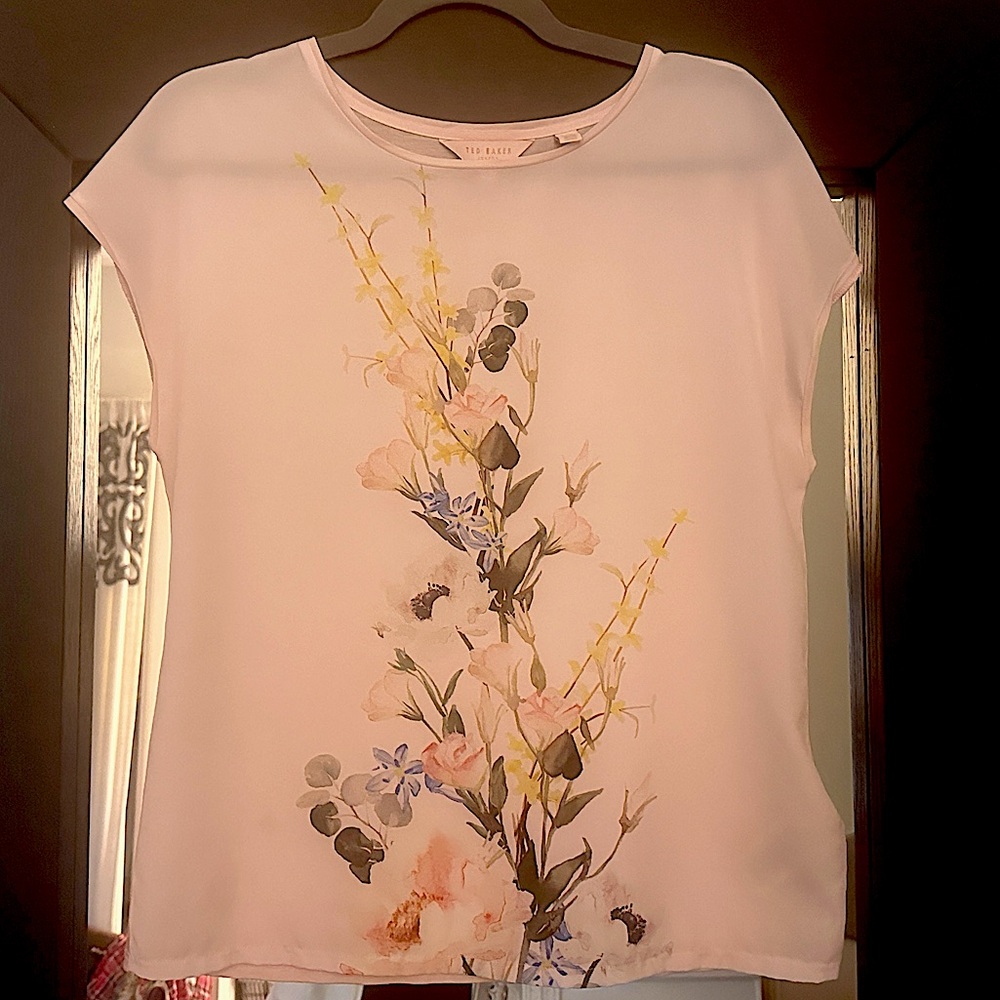 Ted Baker Pale Pink Floral Top Size 2